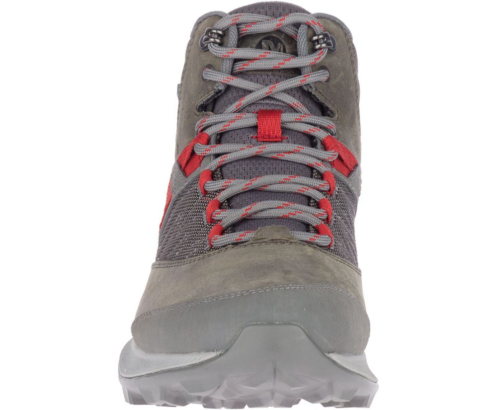 Kozaki Merrell Męskie Szare/Czerwone - Zion Mid Waterproof - 413572-RPF